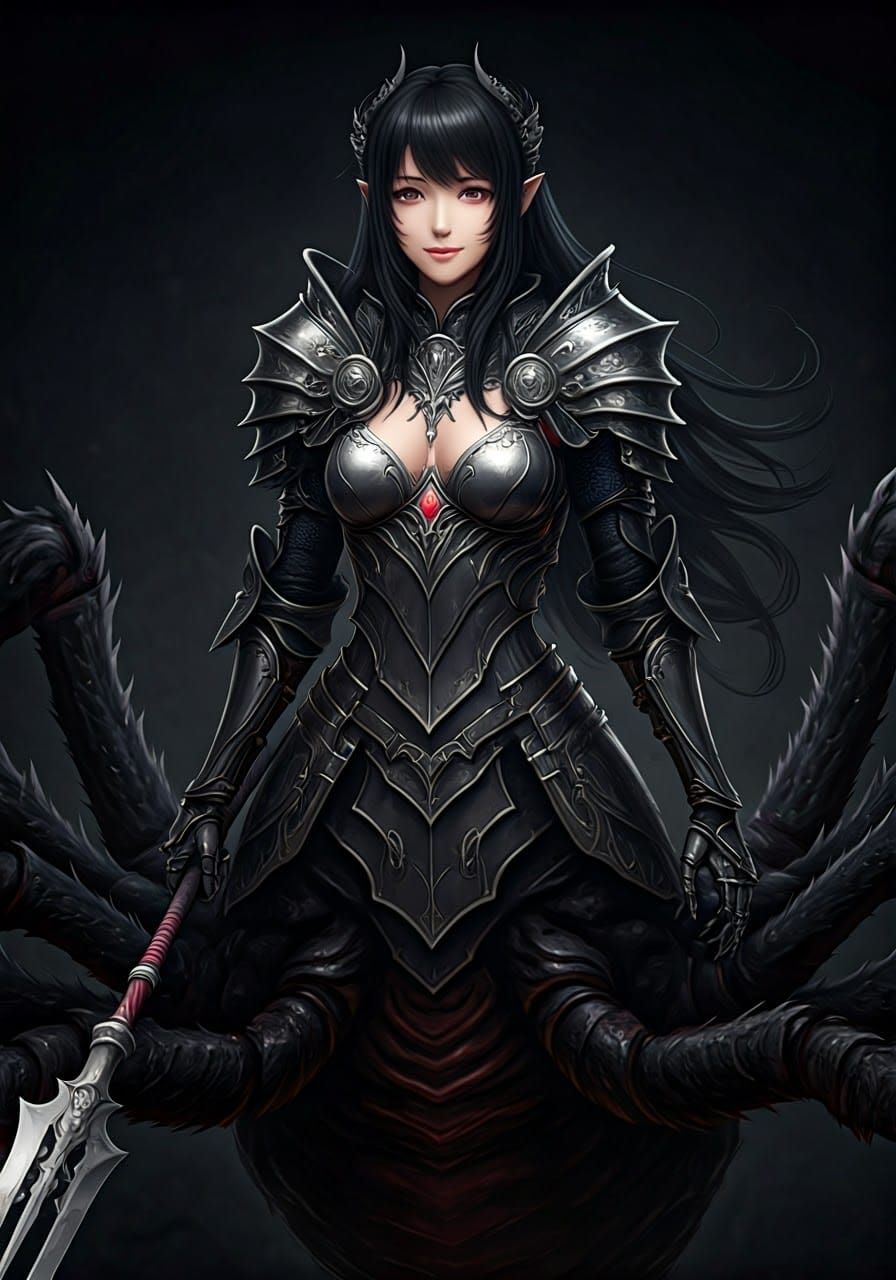 Dark Fantasy Drider Warrior in Anime-Inspired 8K Art