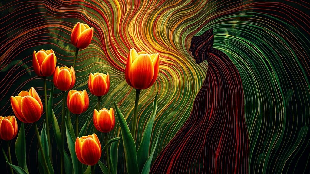 Ethereal Spirit of Red and Green Stripes