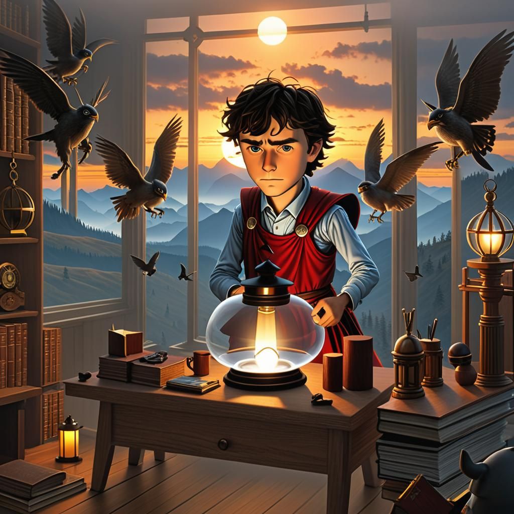 Whimsical Sci-Fi Fairytale Landscape in Studio Ghibli Style