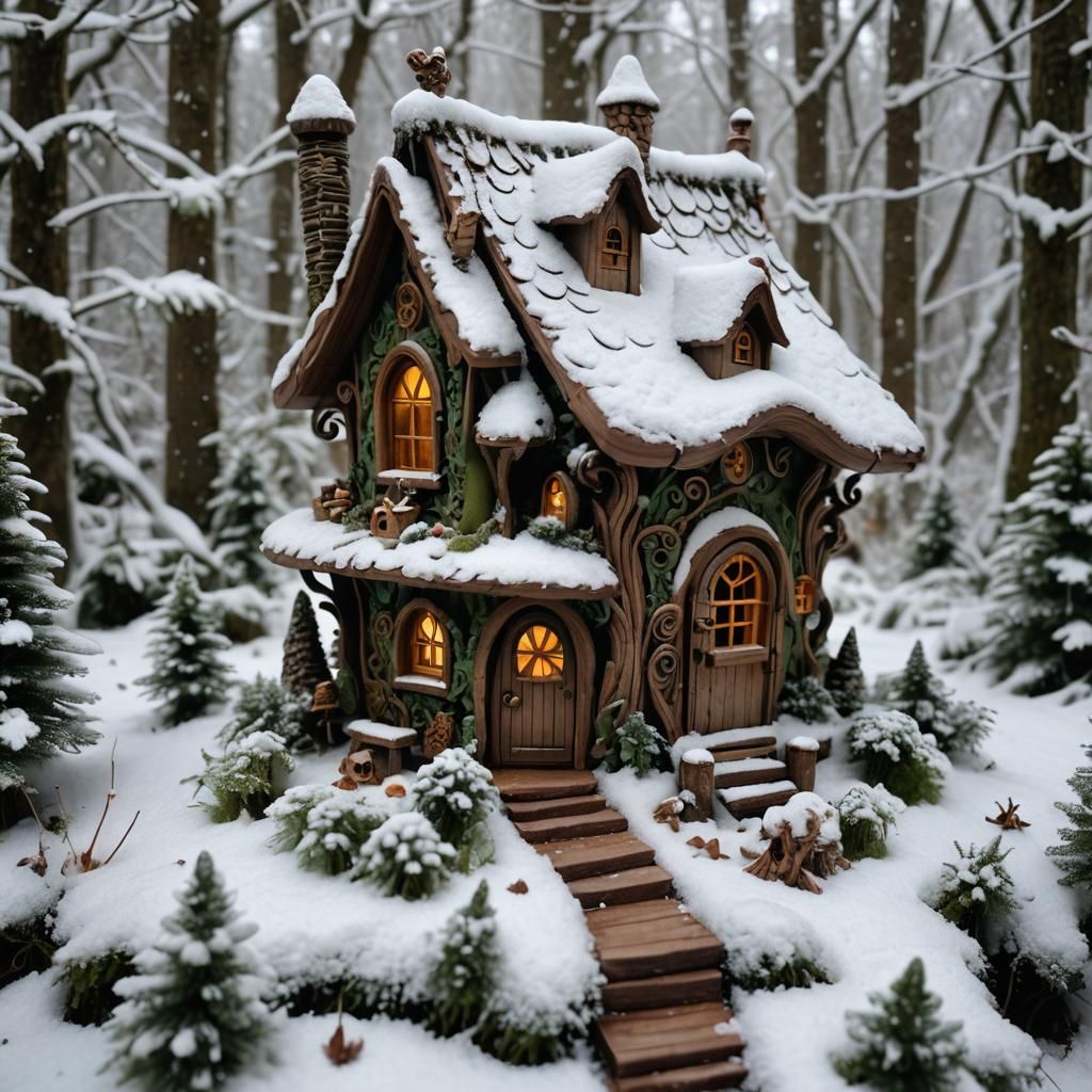 Enchanting Fairy House in Winter Wonderland