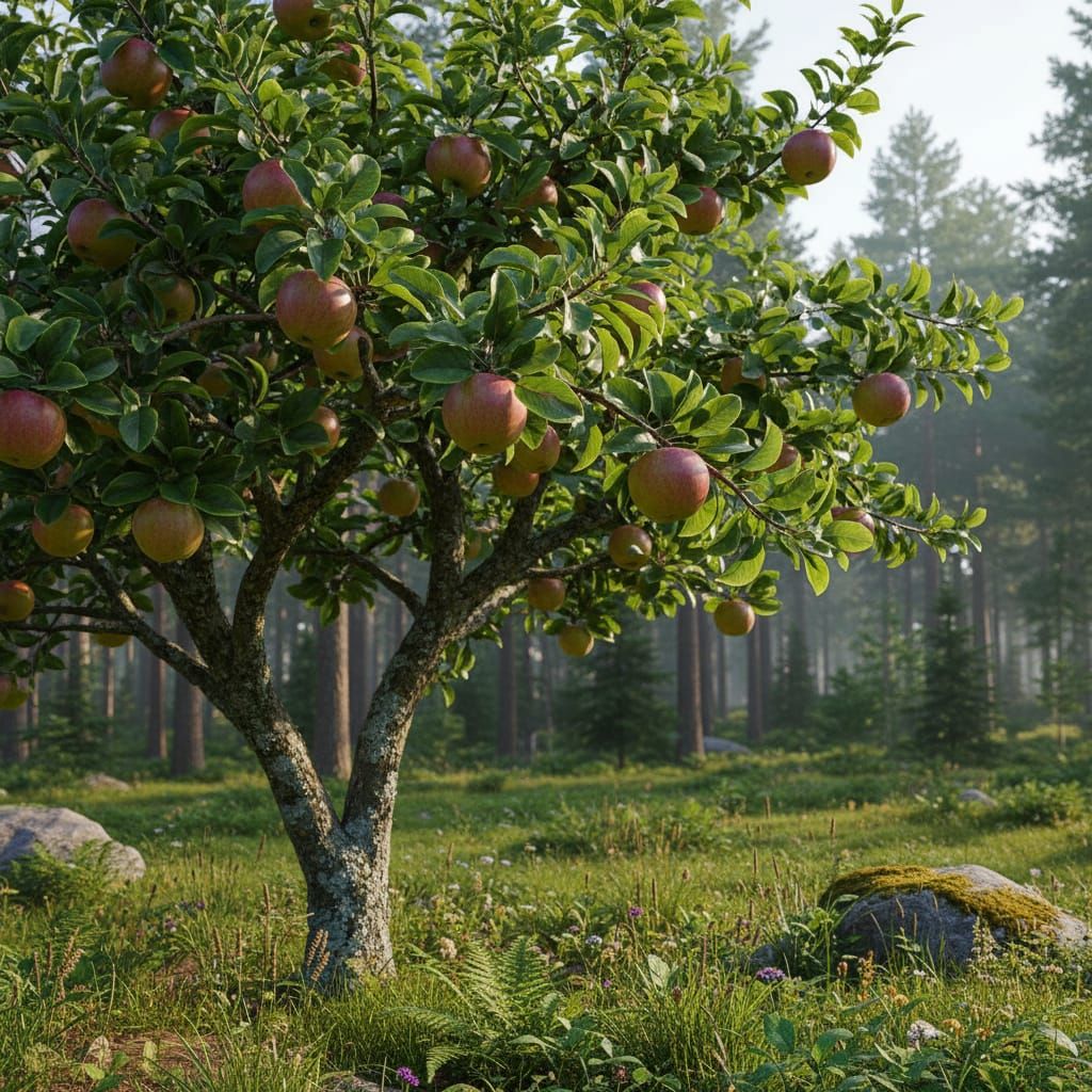 Classic Apple Tree Close-Up Photo in Nature