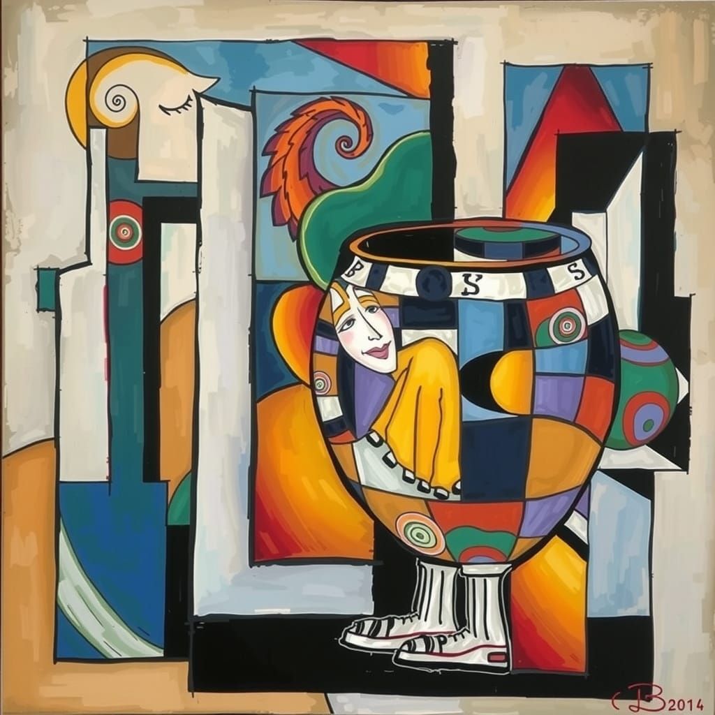 Dreamlike Woman Floating in Chagall-Inspired Art