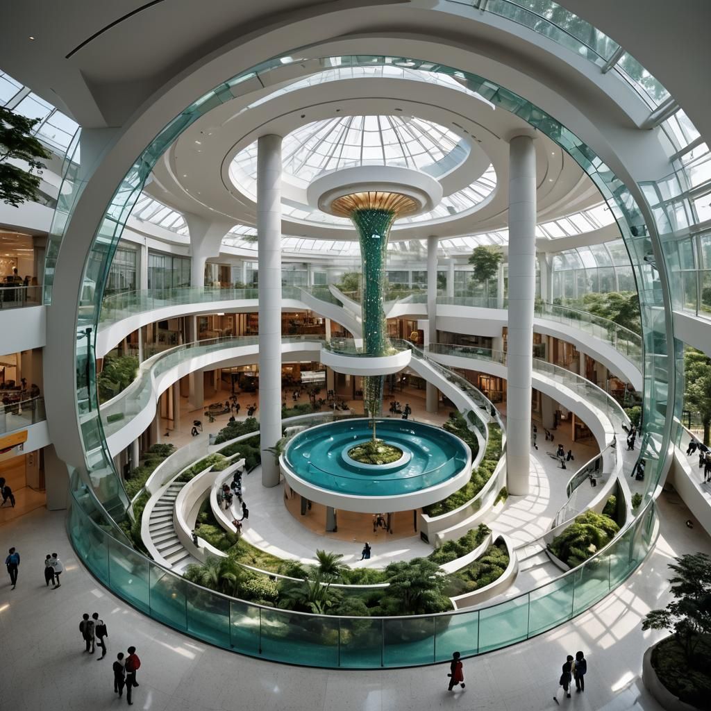 Futuristic Glass and Steel Building in Anime Style