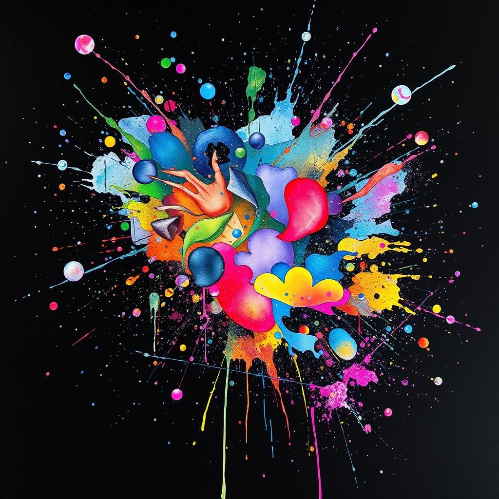 Iridescent Lanayru Watercolor Ink Splatter Art