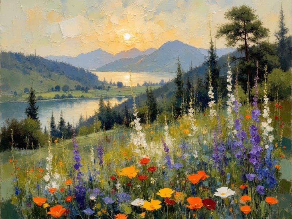 Victorian-Era Floral Still Life in Linocut Style