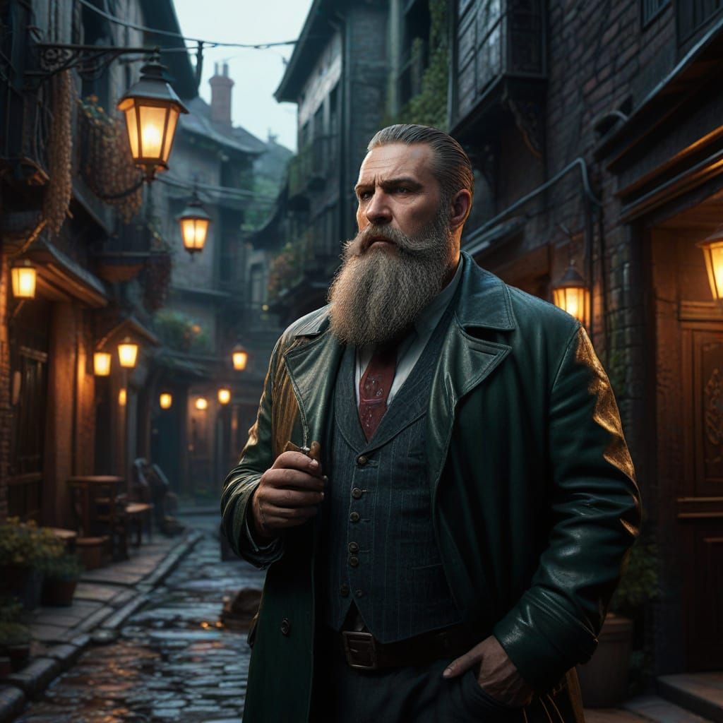 Rugged Irish Mobster in a Mystical Alleyway