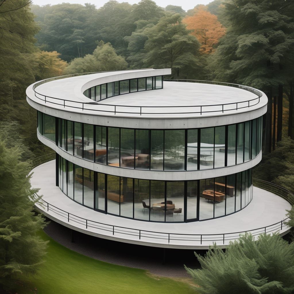 Bauhaus Inspired Glass House in Forest