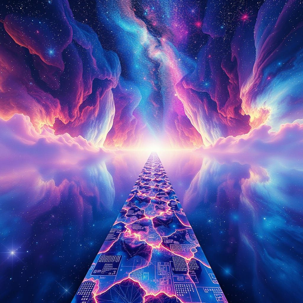 Astral Cosmic Pathway in Vibrant Holographic Style