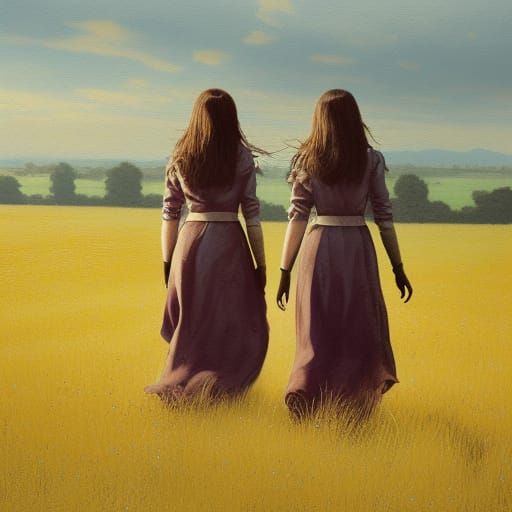Sinister Twins Stroll Through Sunny Field