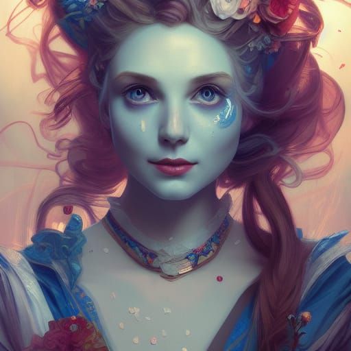 Alice in Wonderland Portrait in Art Nouveau Style