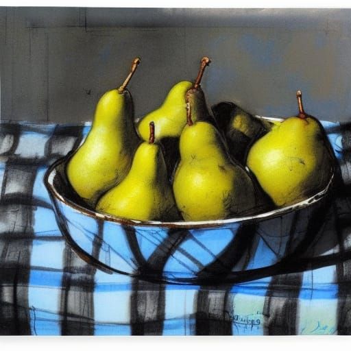 Pears Still Life in Impasto Style
