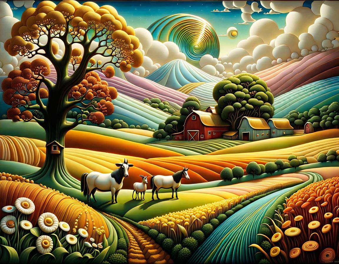 "FARM LIFE", Decorative Style Art