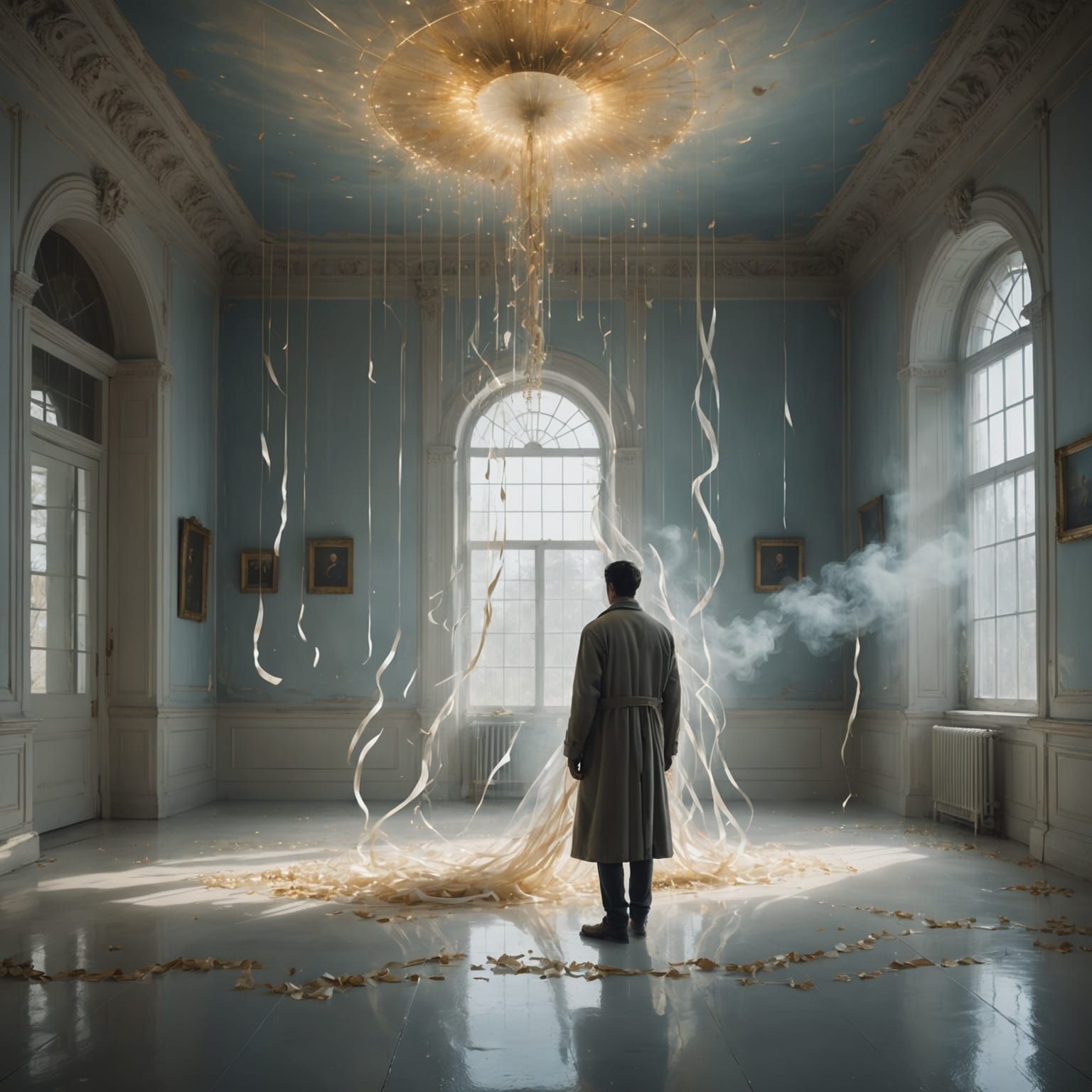 Solitary Figure in Dreamlike Space: Time and Introspection