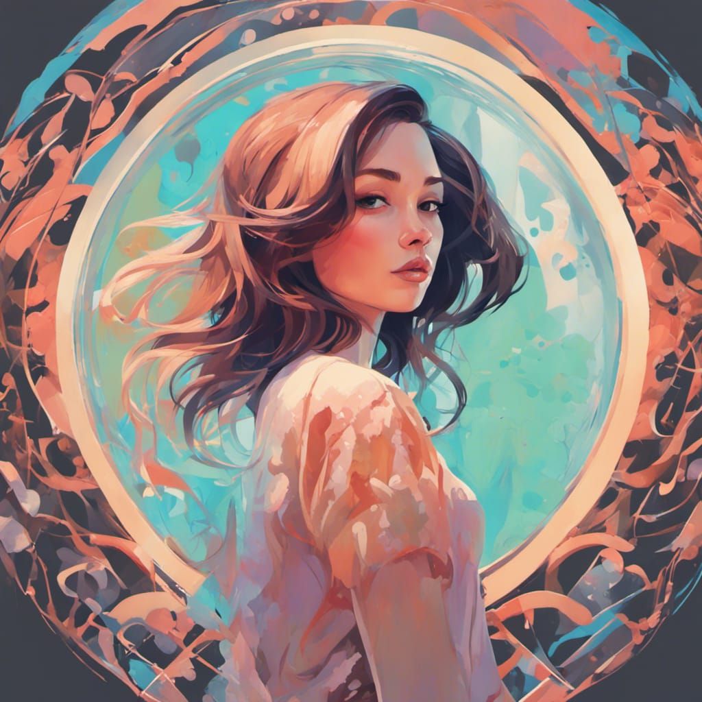 Colorful Pastel Portrait in Art Nouveau Style