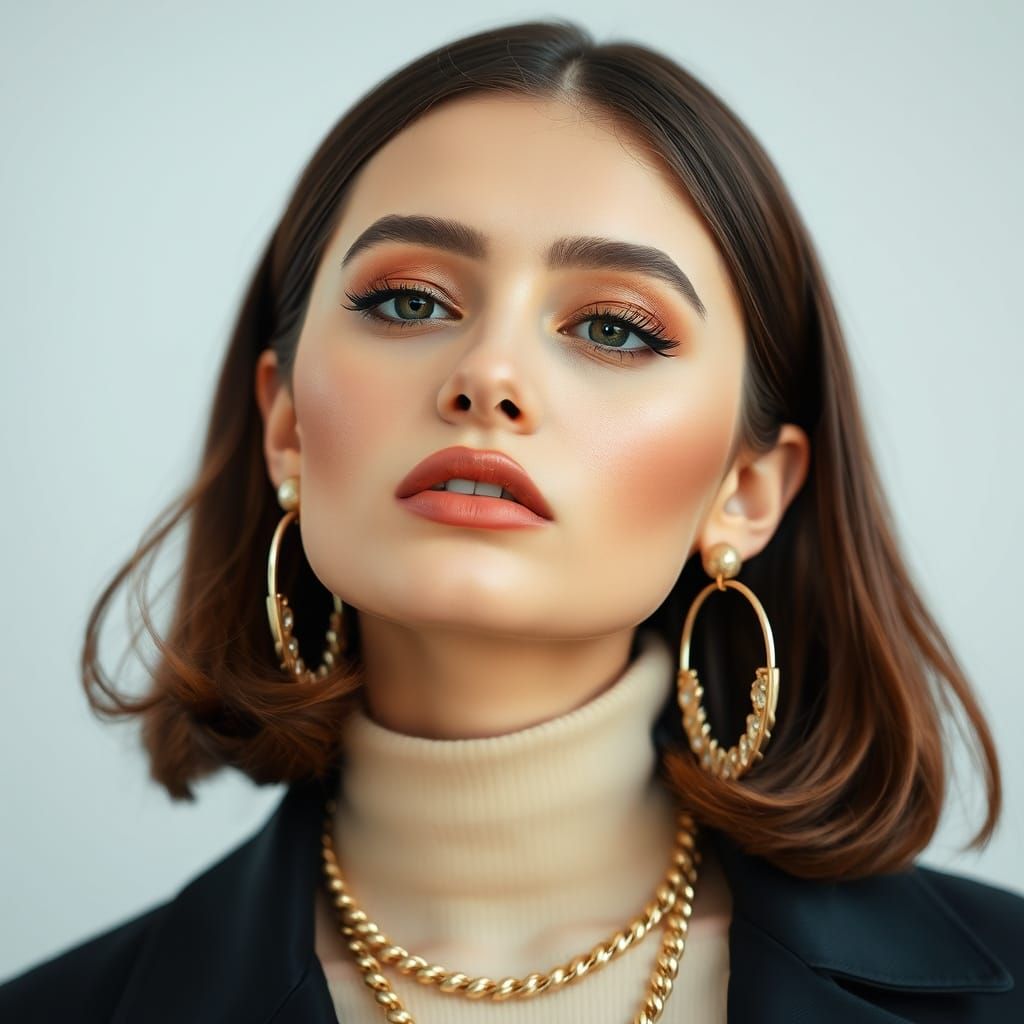 Charming Woman Portrait with Modern Nude Makeup