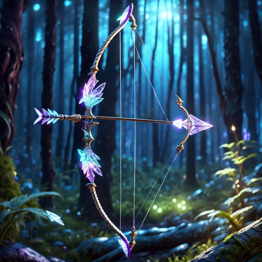 Crystalline Bow and Arrow in Fairy Forest