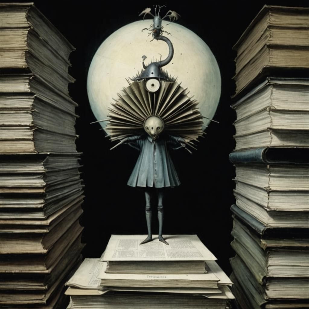 Grotesque Creature Burdened by Paperwork: Bosch Style