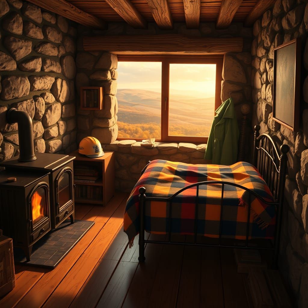 Cozy Rustic Abode in Autumnal Anime Style