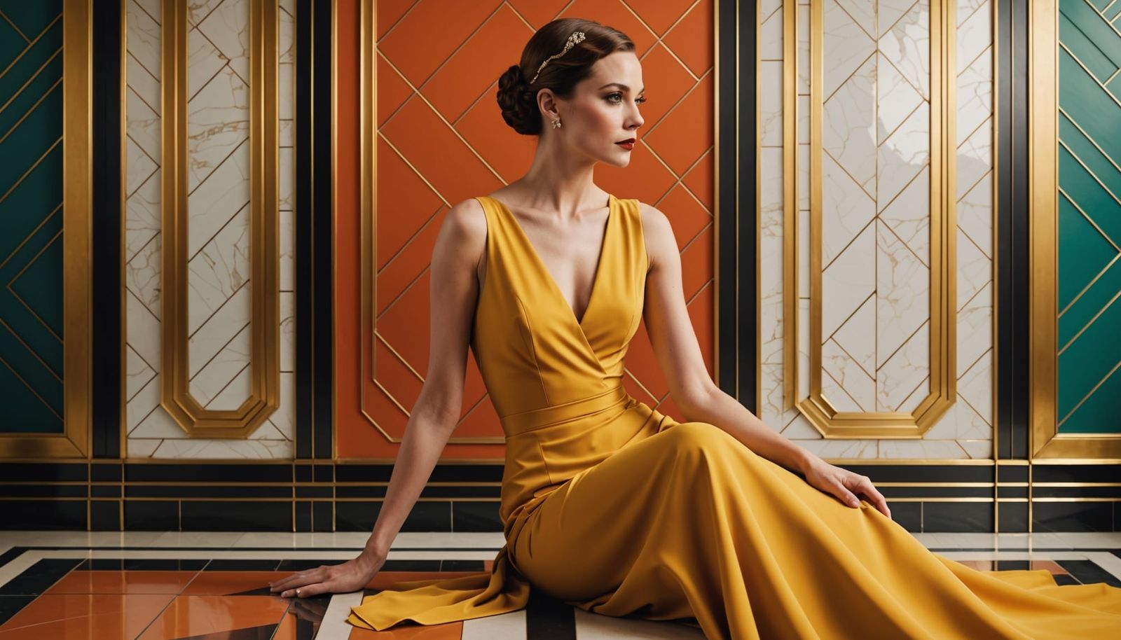 Elegant Woman in Art Deco Vector Style