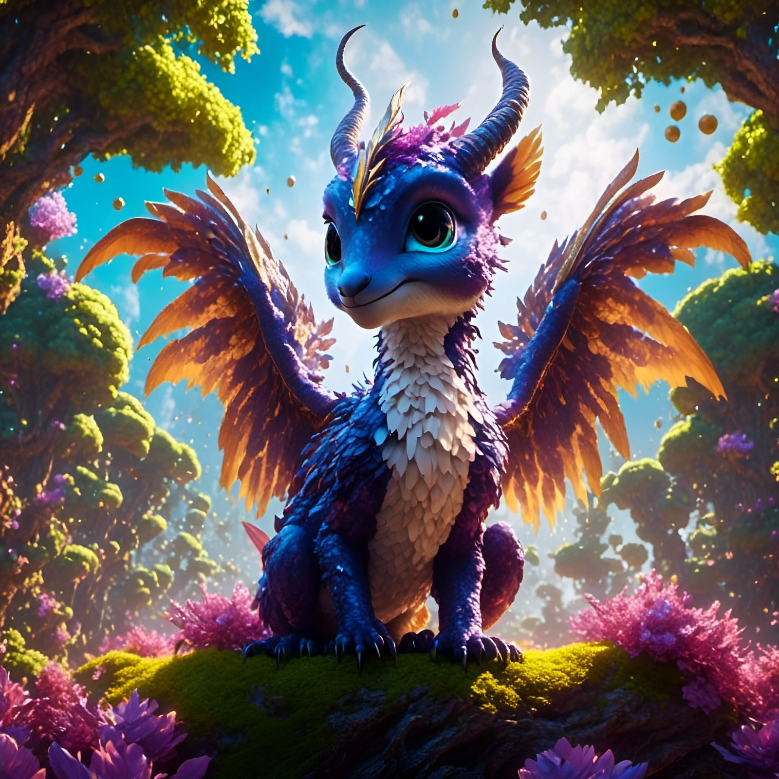 Fierce Winged Tree Dragon in Cosmic Village