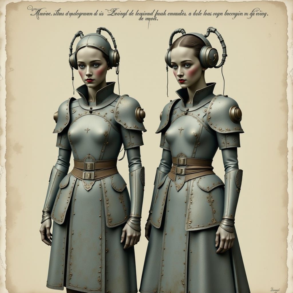 Dieselpunk Schoolgirls in Vintage Metal Armor