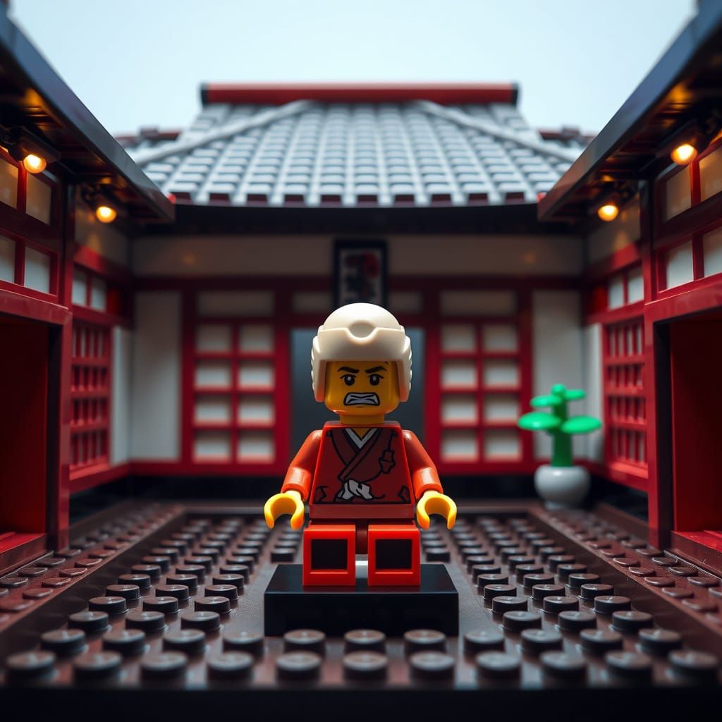 LEGO Minifigure Meditating in LEGO Dojo