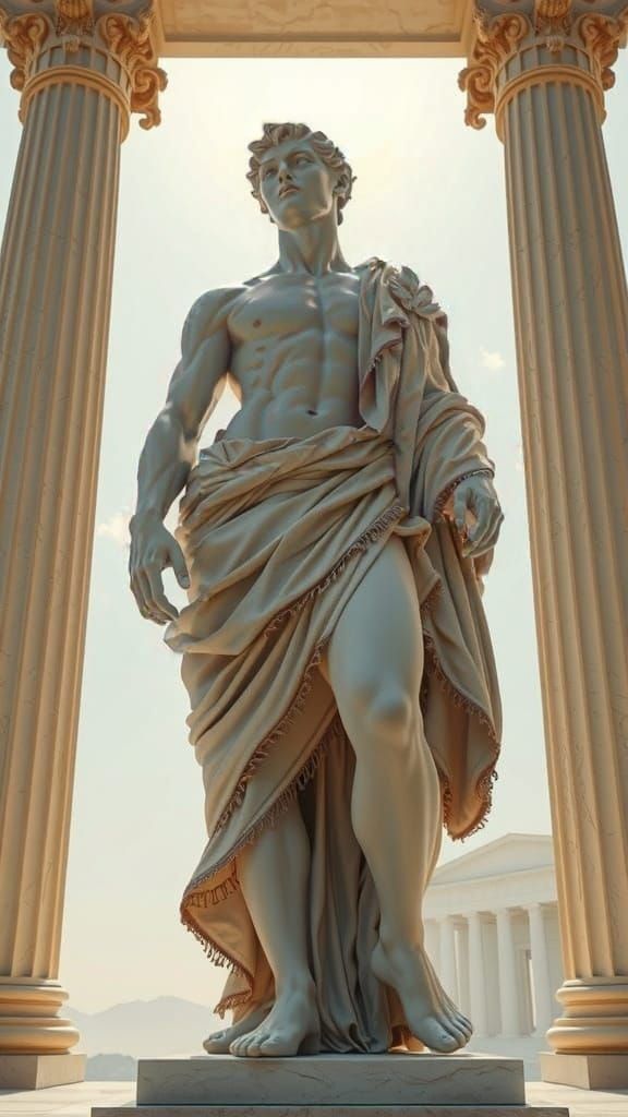 Epic Roman God in Ancient Temple Setting