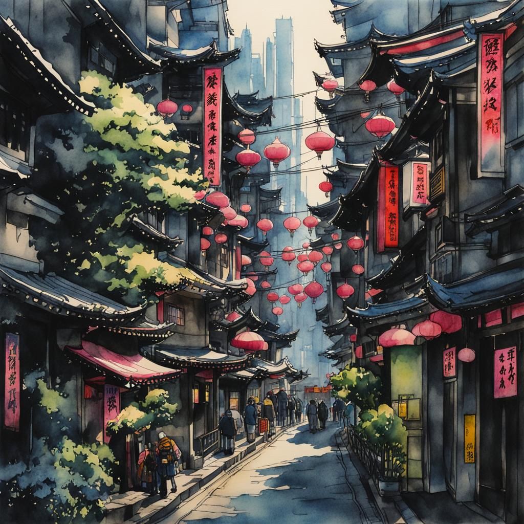 Neo Tokyo Pop: Future City in Watercolor