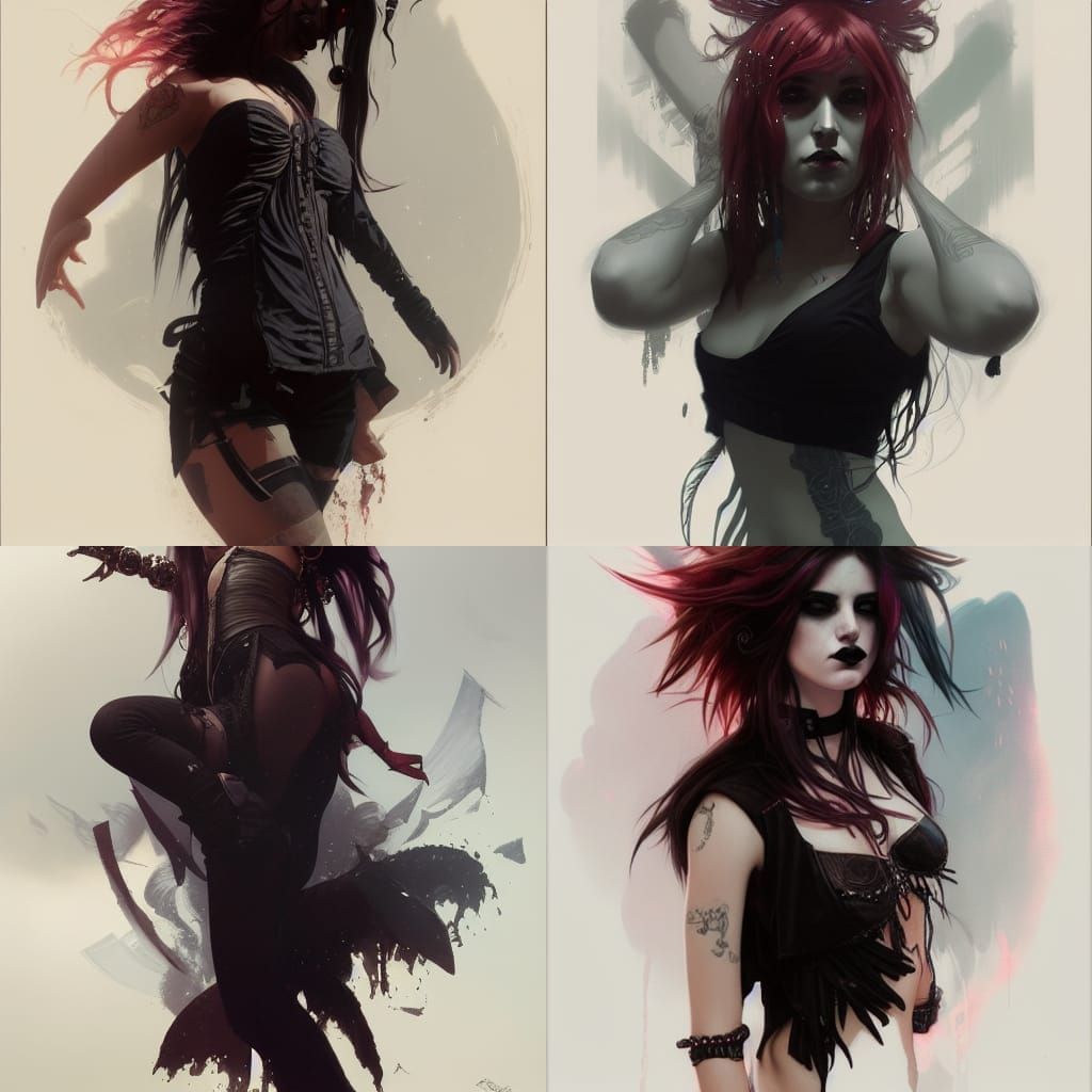 Goth Punk Girl Portrait in Detailed Digital Art