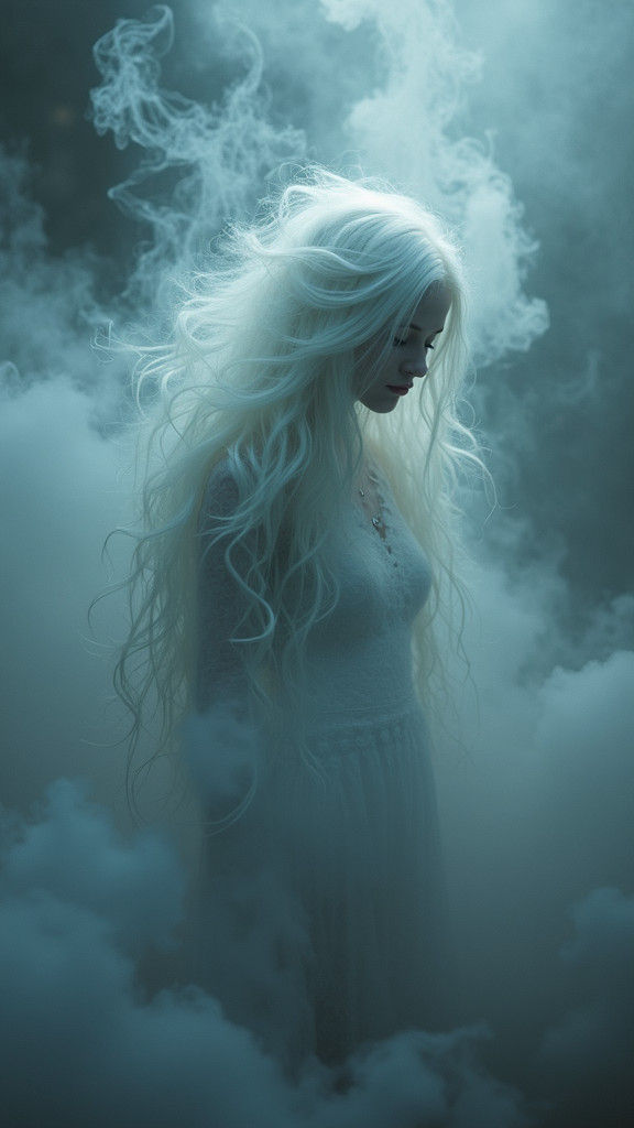 Ethereal Soul in Swirling Smoke: Digital Art