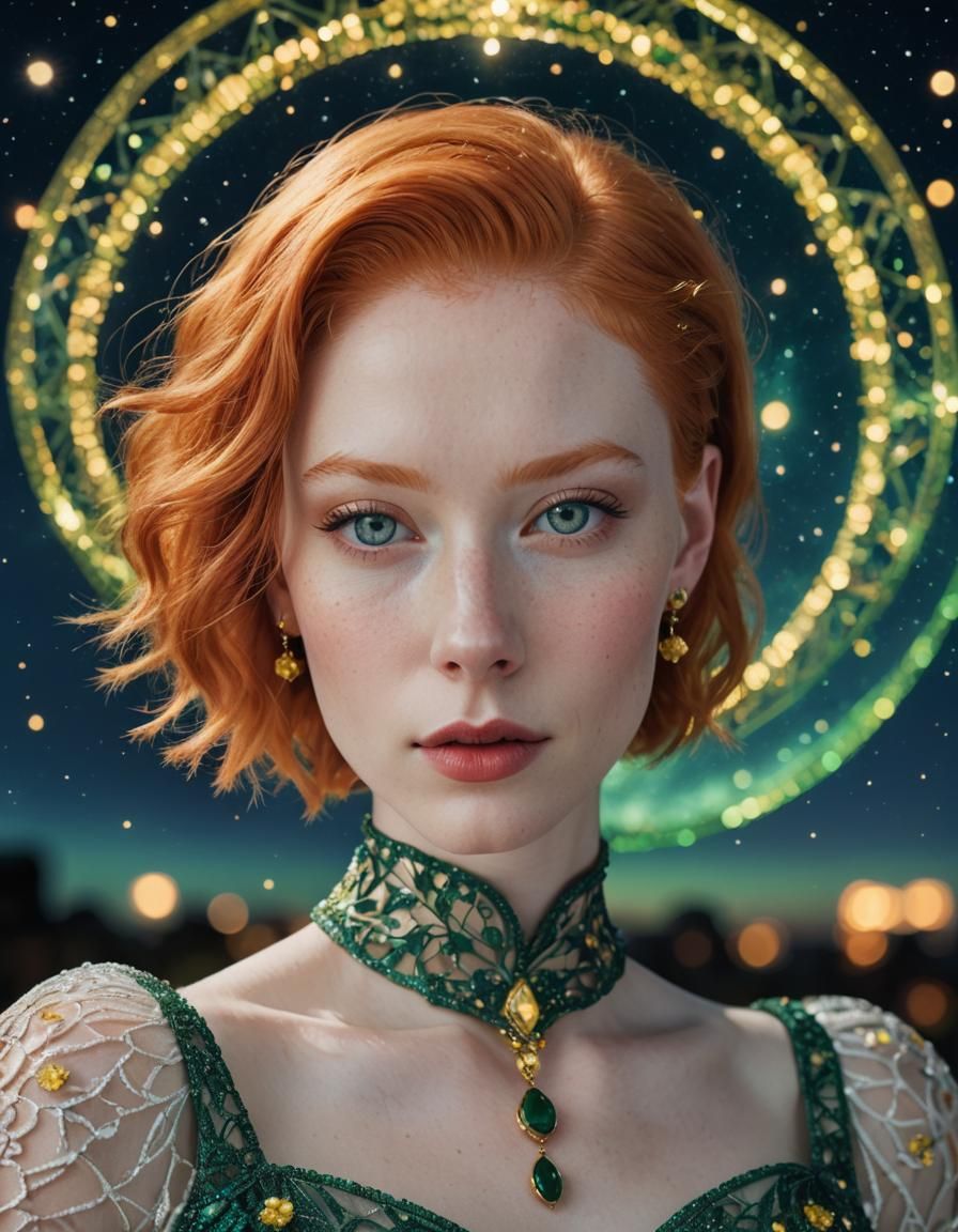 Albino Woman in Glass Dress Portrait