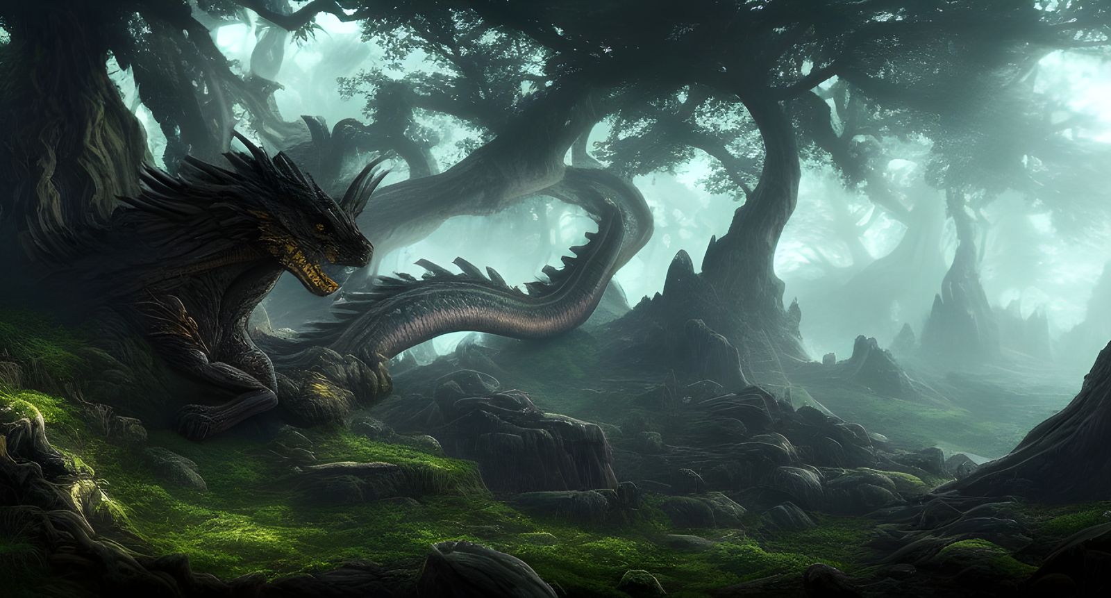 Earth dragon in it's domain the forest