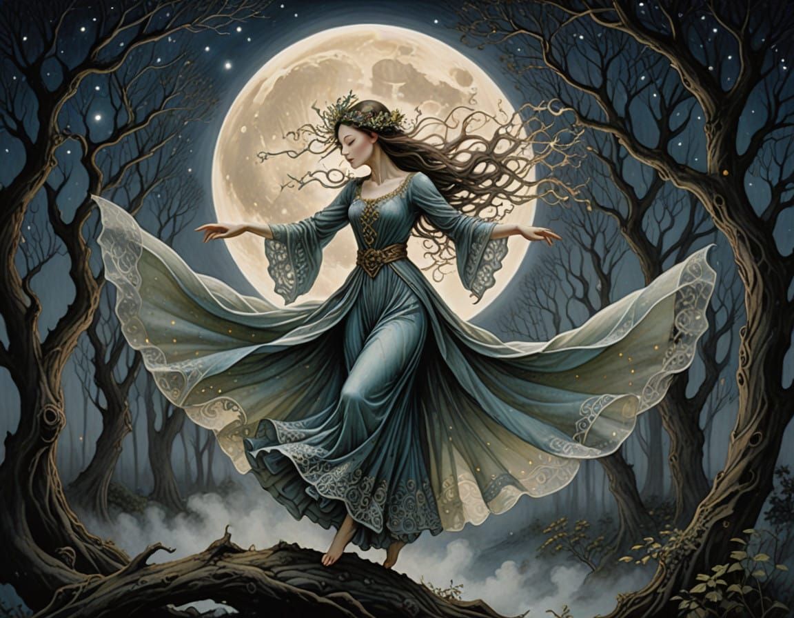 Ethereal Dancers Under the Full Moon