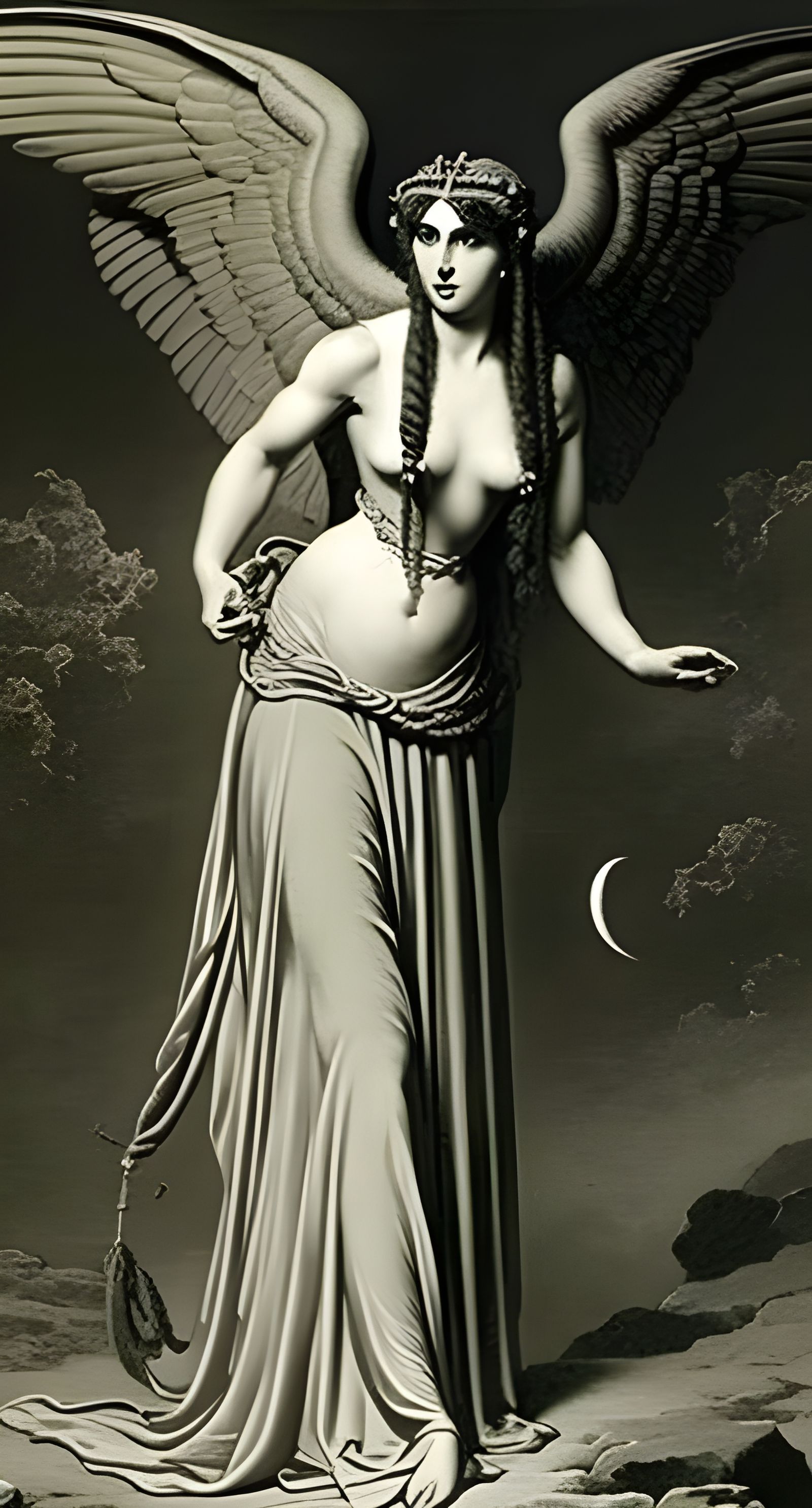Feathered Woman: Dark Fantasy Concept Art