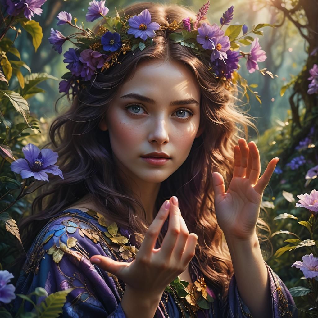 Ethereal Woman Portrait in a Fantasy Landscape