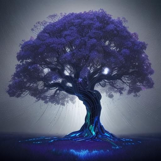 Chromatic Binary Tree in Hyperrealistic 3D Render