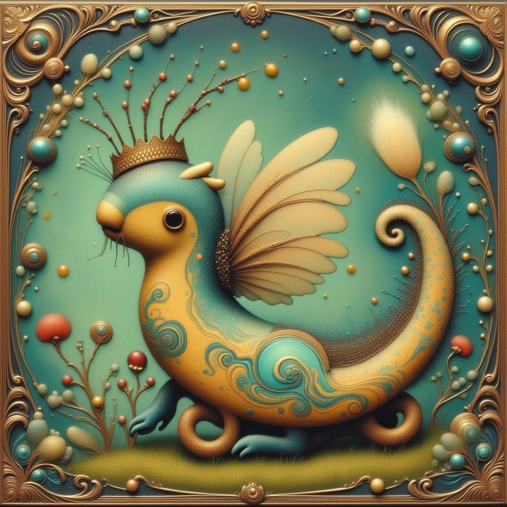 Surreal Landscape in Vibrant Teal and Gold