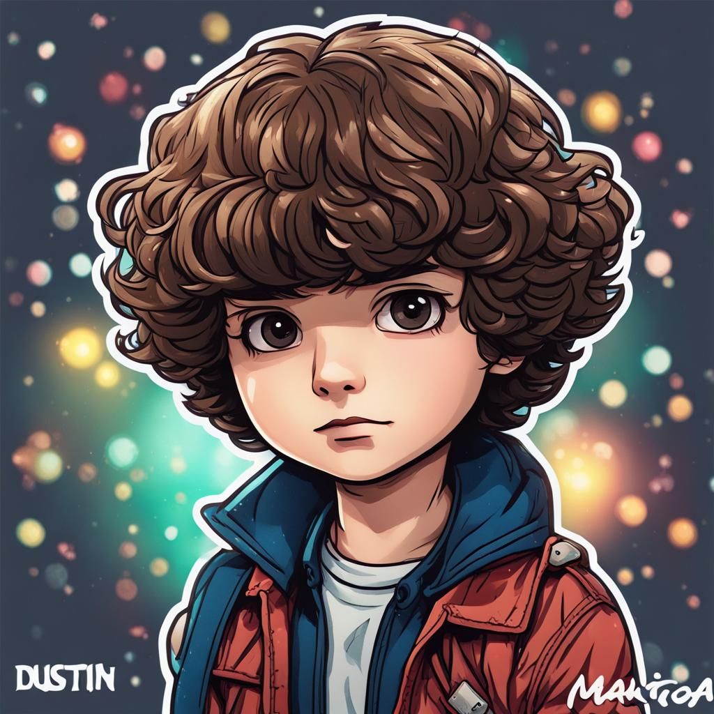 Cute Dustin From Stranger Things Chibi Sticker