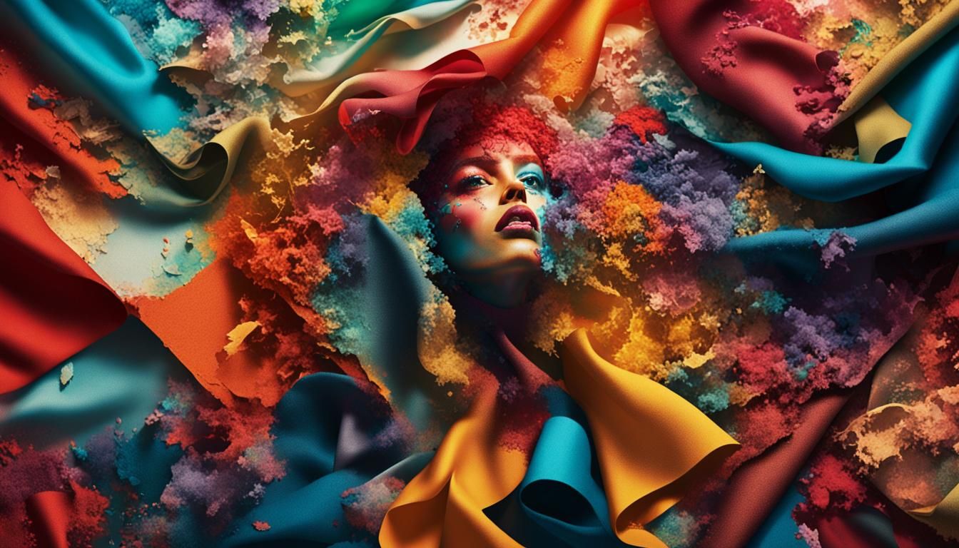 Hyperrealistic Fabric Collage of a Fashion Show