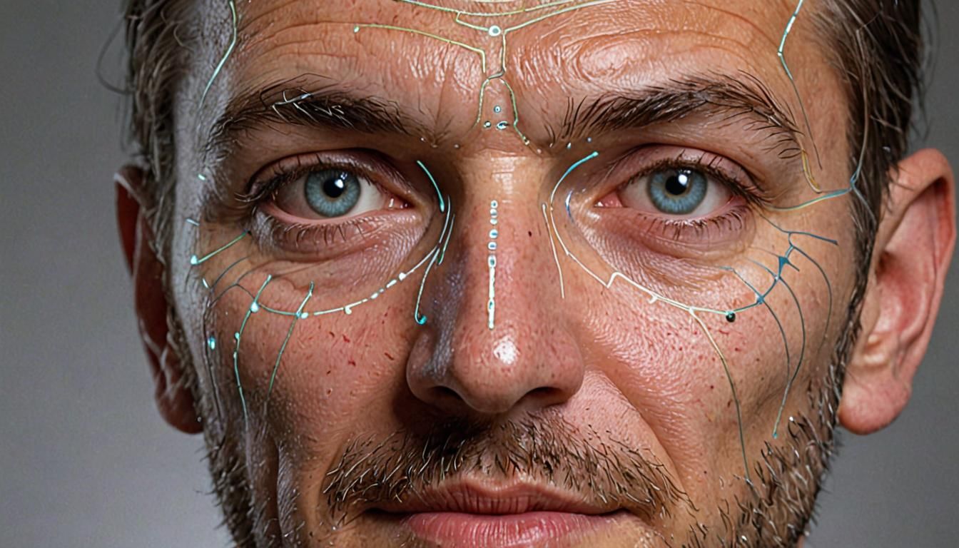 Futuristic Biometric Engineer with Luminous Facial Aspects