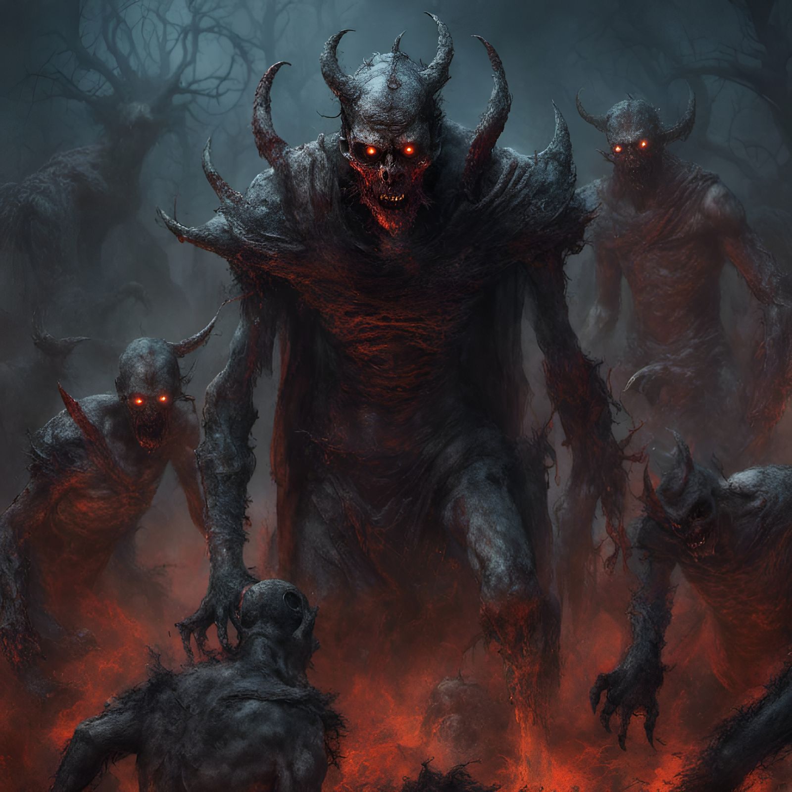 Demonic Hellscape with Zombies and Celtic Patterns