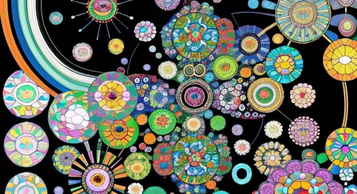 Vibrant Floral Patterns in Whimsical Digital Art