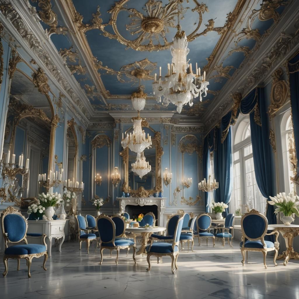 Baroque Fantasy Salon with Tulips, Silver Palace