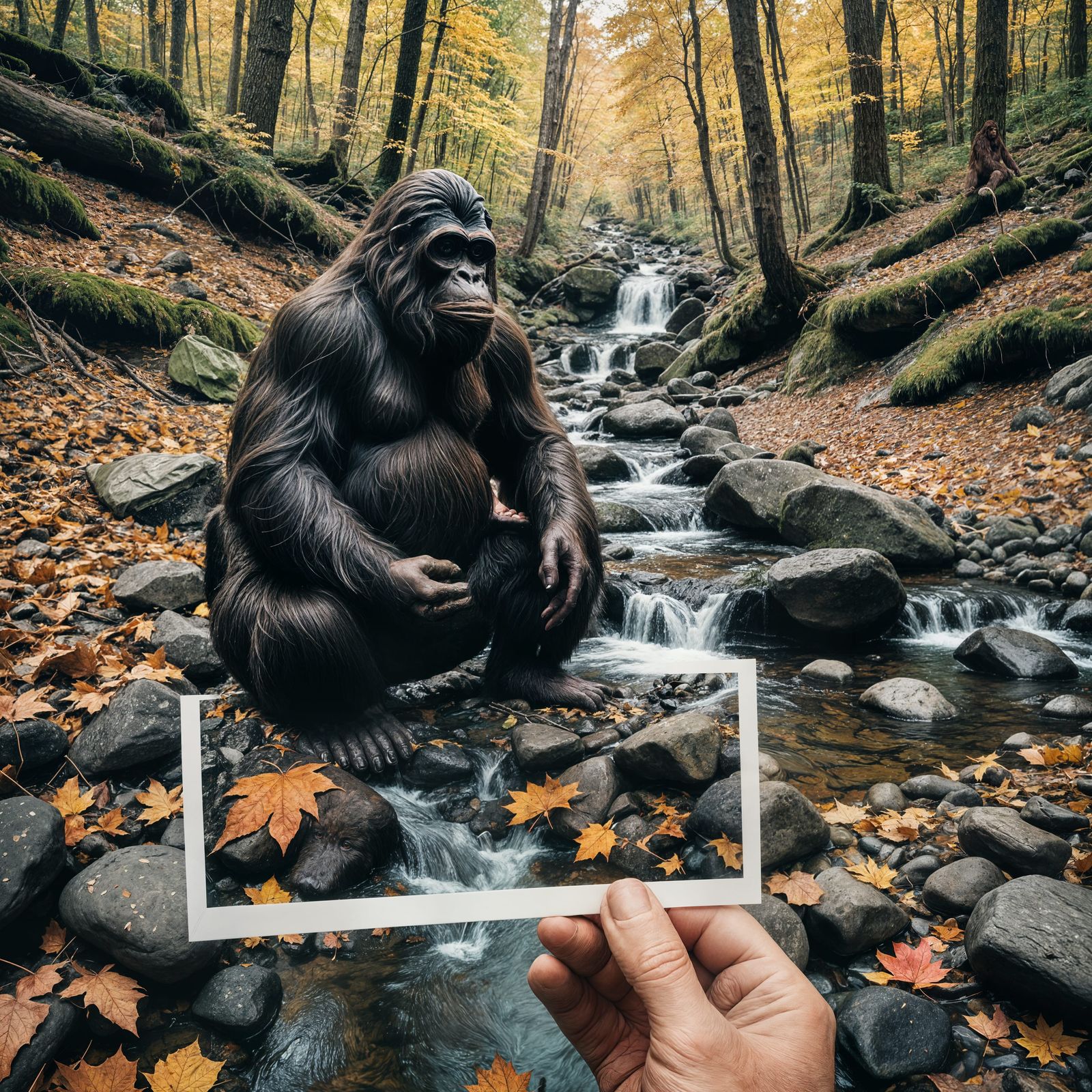 Bigfoot on Toilet Photo in Forest