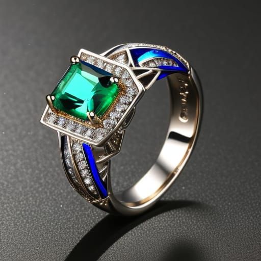 Aetherpunk Emerald Ring Concept Art in 16K