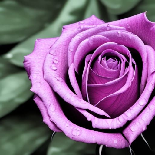Purple Rose with Black Raindrops in 8K