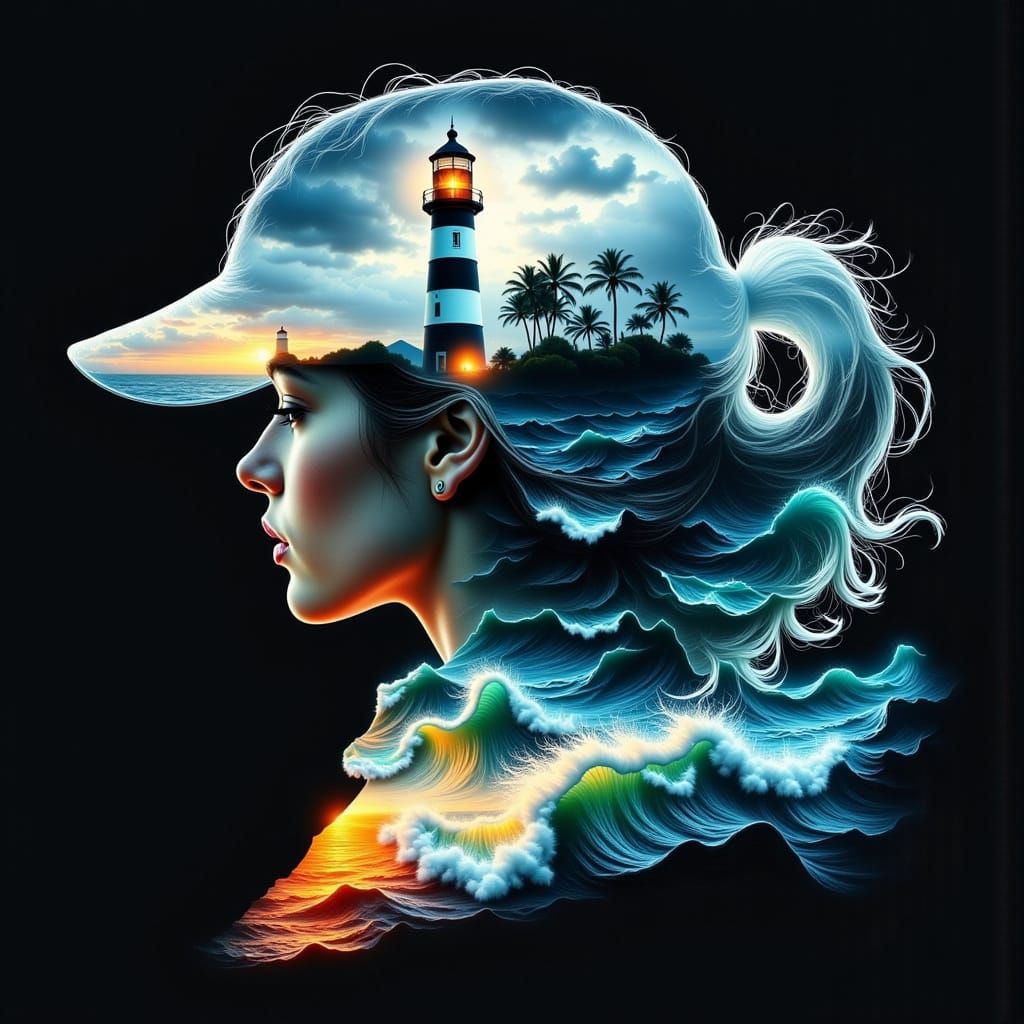 Majestic Lighthouse in Turbulent Stormy Sky