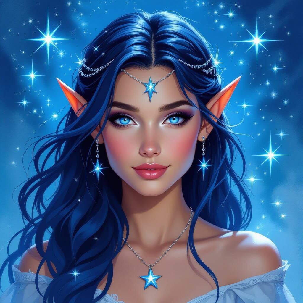 Mystical Elf with Star Pendant in Dreamy Ambiance