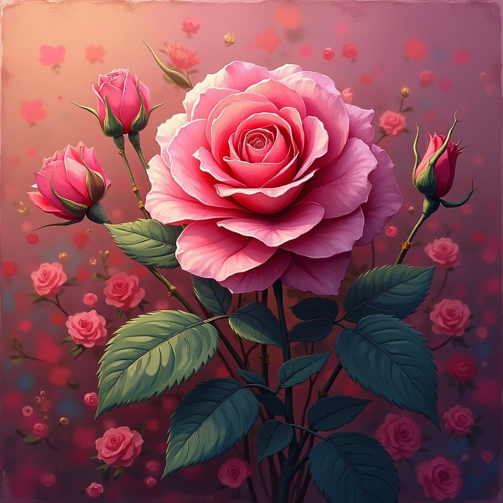 Impasto Rose in Vibrant Neo-Impressionist Style