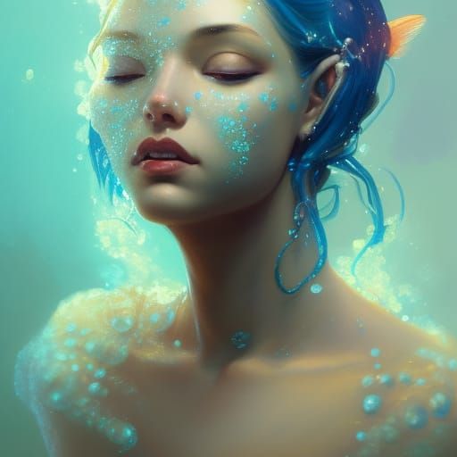 Koi Mermaid Portrait in Hyperdetailed Digital Art